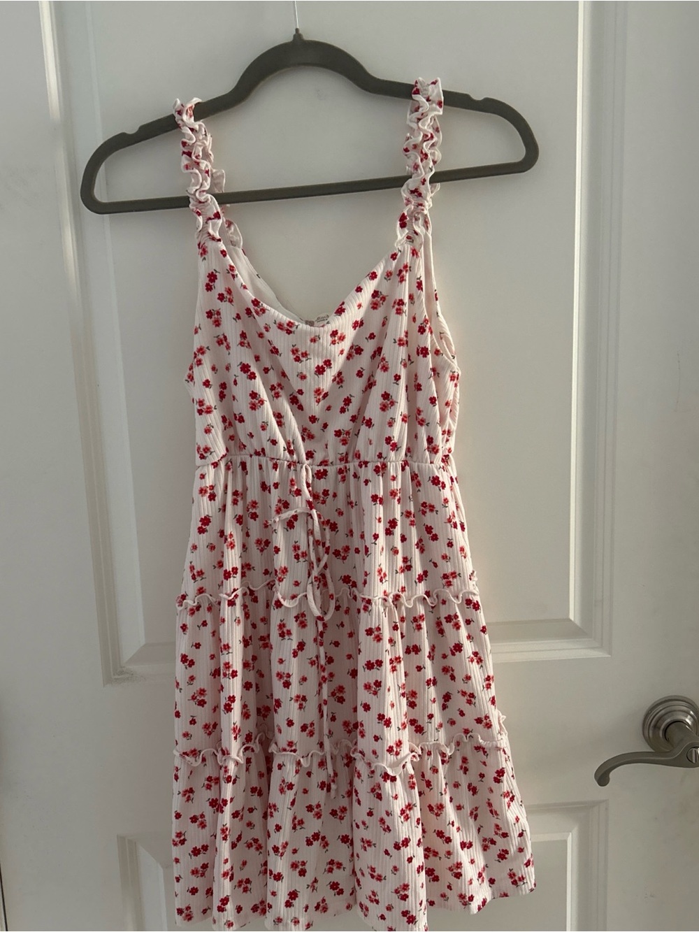 Altar'd State White Mini Dress with Red Floral Print | size Medium